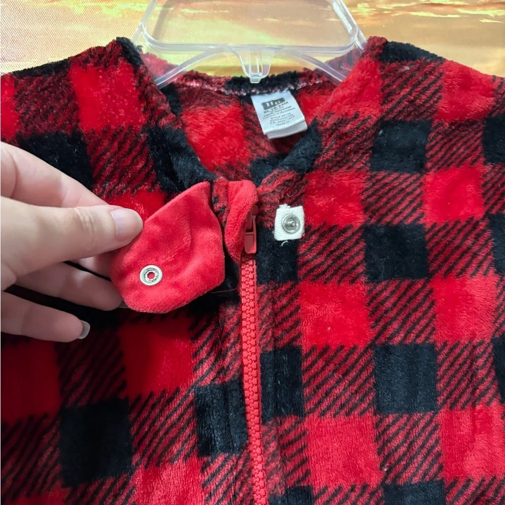 Hudson baby fleece red plaid fuzzy sleep sack XL 18-24m wearable blanket